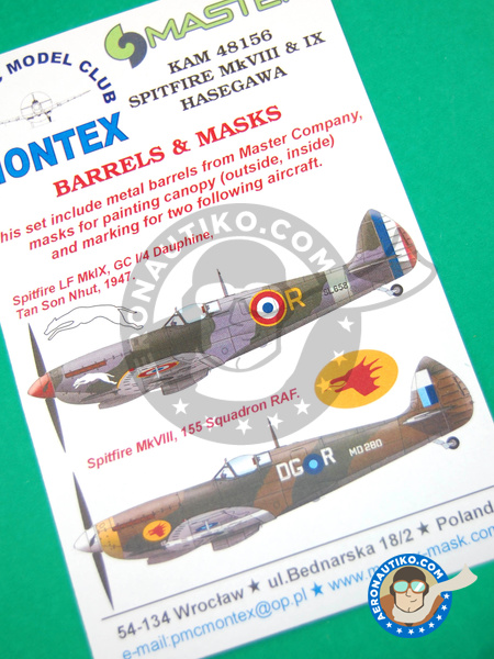 Supermarine Spitfire Mk. VIII / IX | Máscaras en escala 1/48 fabricado por Montex Mask (ref. KAM48156) image