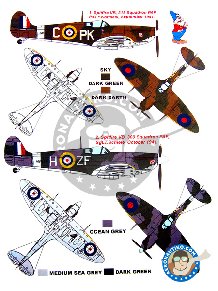 Supermarine Spitfire Mk. Vb | Máscaras en escala 1/48 fabricado por Montex Mask (ref. KAM48180) image