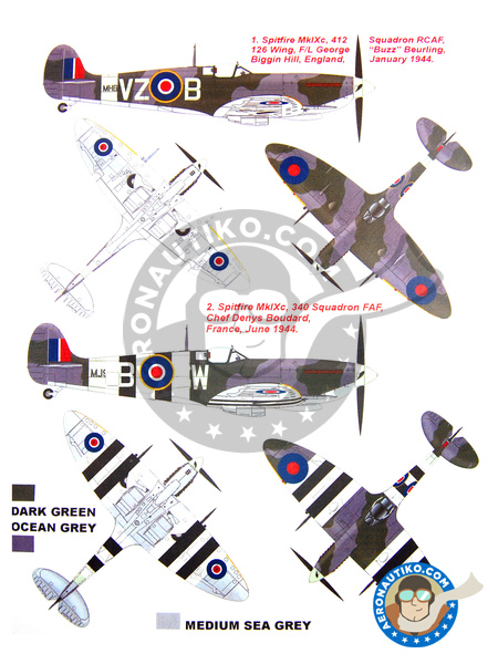 Supermarine Spitfire Mk. IX | Máscaras en escala 1/48 fabricado por Montex Mask (ref. KAM48181) image