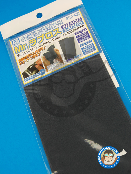Mr Laplos Polishing Cloth - Papel de lija de grano 2400 y 4000 | Lijas fabricado por Mr Hobby (ref. GT-61) image