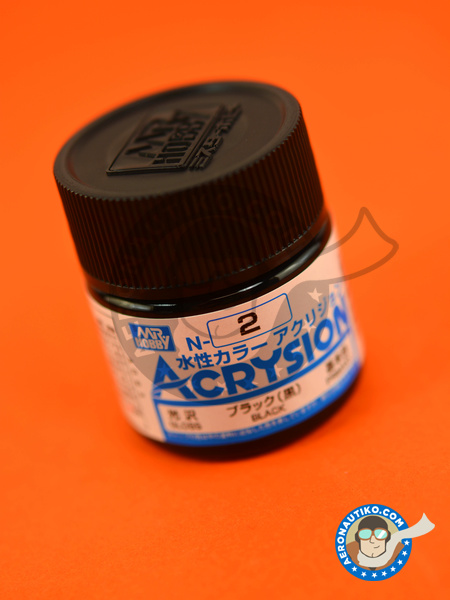 Negro brillante - Black gloss | Pintura gama Acrysion Color fabricado por Mr Hobby (ref. N-002) image