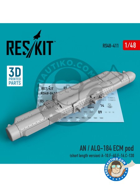 Módulo ECM AN / ALQ-184 - Versión corta | Cápsula ECM en escala 1/48 fabricado por RESKIT (ref. RS48-0411) image