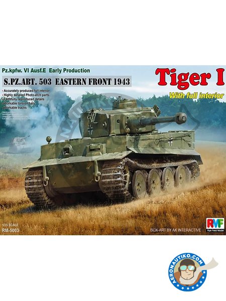 Pz.kpfw.VI Ausf. E Early Production Tiger I S.PZ.ABT. 503 Eastern Front 1943 w/full interior | Tank kit in 1/35 scale manufactured by RYE FIELD MODELS (ref. RM-5003) image