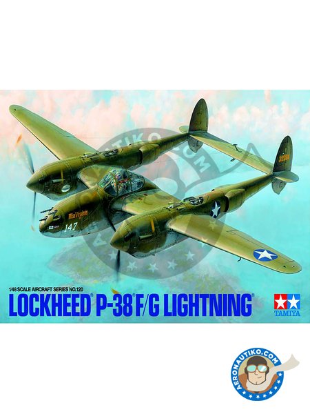 Lockheed P-38 F/G Lightning Aircraft Series No.120 | Airplane kit in 1/48 scale manufactured by Tamiya (ref. 61120) image