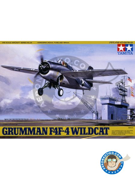 Grumman F4F-4  "Wildcat" | Airplane kit in 1/48 scale manufactured by Tamiya (ref. TAM61034) image
