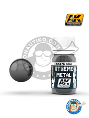 AK Interactive: Pintura Xtreme metal - Acero - bote de 30mL - para todos los kits image