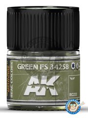 <a href="https://www.aeronautiko.com/product_info.php?products_id=51510">1 &times; AK Interactive: Real color - Color verde FS 34258.  - bote de 10ml - para todos los kits</a>