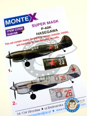 Montex Mask: Máscaras escala 1/48 - Curtiss P-40 Warhawk K - Russian Air Force (RU3) 1942 y 1943 - máscaras de pintura e instrucciones de pintado - para kit de Hasegawa image