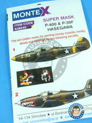 Montex Mask: Máscaras escala 1/48 - Bell P-39 Airacobra F - USAF (US5) 1942 - para la referencia de Eduard 8472, o la referencia de Hasegawa 09974 image