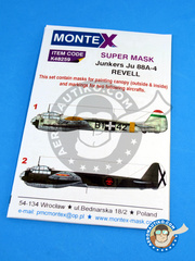 Montex Mask: Máscaras escala 1/48 - Junkers Ju-88 A-4 - Fuerza Aérea Española (ES2); Easter front, winter 1943 (HU6) 1943 - para kit de Revell image