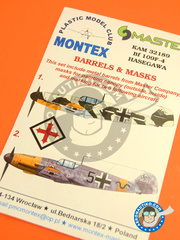 <a href="https://www.aeronautiko.com/product_info.php?products_id=32521">1 &times; Montex Mask: Mscaras escala 1/32 - Messerschmitt Bf 109 F-4 - March 1942 (DE2); September 1941 (DE2) - Luftwaffe - mscaras de pintura, instrucciones de colocacin e instrucciones de pintado, caones en metal torneado - para kits de Hasegawa</a>