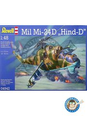 <a href="https://www.aeronautiko.com/product_info.php?products_id=51044">1 &times; Revell: Helicopter kit 1/48 scale - Mil Mi-24D "Hind-D" - Cottbus AB, 1985 (DE3); Manching AB, 1995 (DE0); Inowroclaw-Latkowo, 2006 (PL0) - different locations - plastic parts, water slide decals and assembly instructions</a>