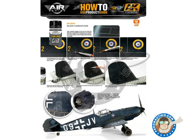 Image 1: Panelado para camuflaje en color negro. Paneliner for black camouflage. | Air Series fabricado por AK Interactive (ref. AK-2075)