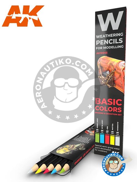 Basic colors set: Shading & demotion set. For modelling. | Pencils set manufactured by AK Interactive (ref. AK10045) image
