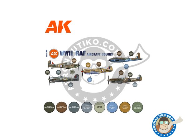 Image 1: WWII RAF Aircraft Colors  - 3G Acrilics | Paints set manufactured by AK Interactive (ref. AK11723)