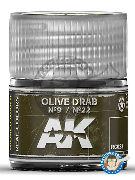 Olive drab Nº9 / Nº22. US Army 10ml | Real color manufactured by AK Interactive (ref. RC023) image
