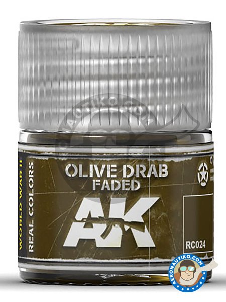 Olive drab faded. US Army. 10ml | Real color manufactured by AK Interactive (ref. RC024) image