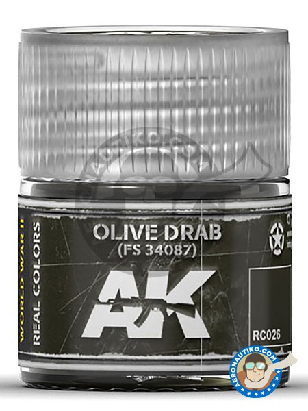 Olive drab  FS 34087. 10ml | Real color manufactured by AK Interactive (ref. RC026) image