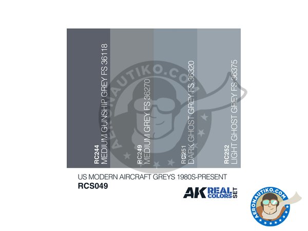 Image 1: US Modern Aircraft Greys 1980s-Present | Paints set manufactured by AK Interactive (ref. RCS049)