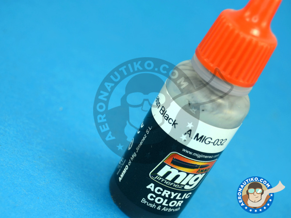 Image 1: Satin Black - 17ml | Acrylic paint manufactured by AMMO of Mig Jimenez (ref. A.MIG-0032)