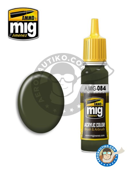 NATO Green | New 2018 | Acrylic paint manufactured by AMMO of Mig Jimenez (ref. A.MIG-084) image