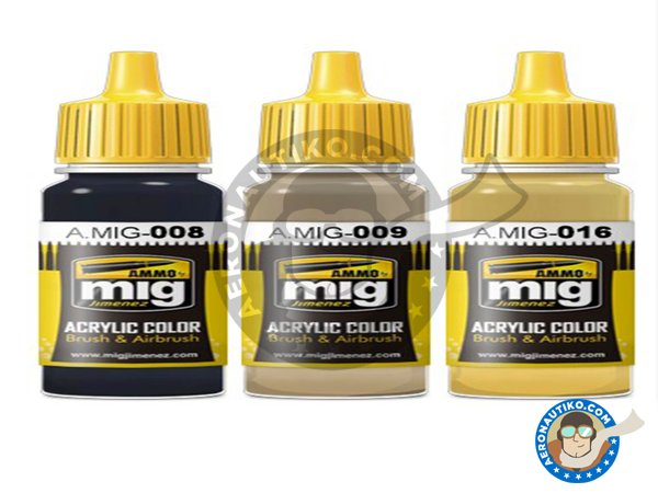 Image 1: Color set D.A.K. Colors Deutsches Afrikakorps | Smart set | Paints set manufactured by AMMO of Mig Jimenez (ref. A.MIG-7102)