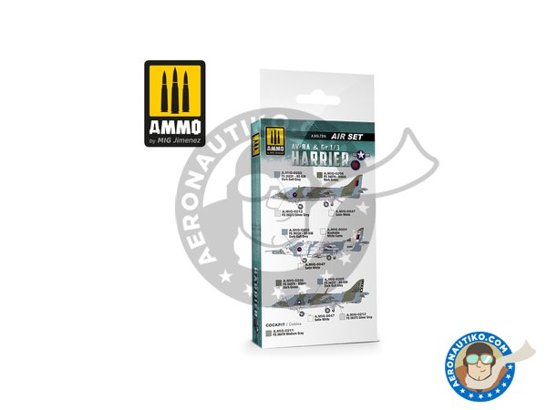 Image 1: AV-8A US MARINES - Gr.1/3 HARRIER UK RAF SET | Paints set manufactured by AMMO of Mig Jimenez (ref. A.MIG-7246)
