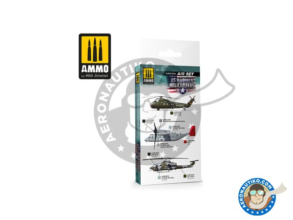 Image 1: US Marines Helicopters Set | Paints set manufactured by AMMO of Mig Jimenez (ref. A.MIG-7249)