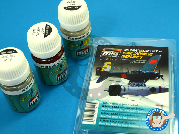 Image 2: Color set WWII Japanese Airplanes | Air Weathering Set | Paints set manufactured by AMMO of Mig Jimenez (ref. A.MIG-7418)