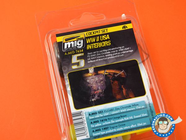 Image 2: WW II USA interiors color set - Cockpit set | Paints set manufactured by AMMO of Mig Jimenez (ref. A.MIG-7434)