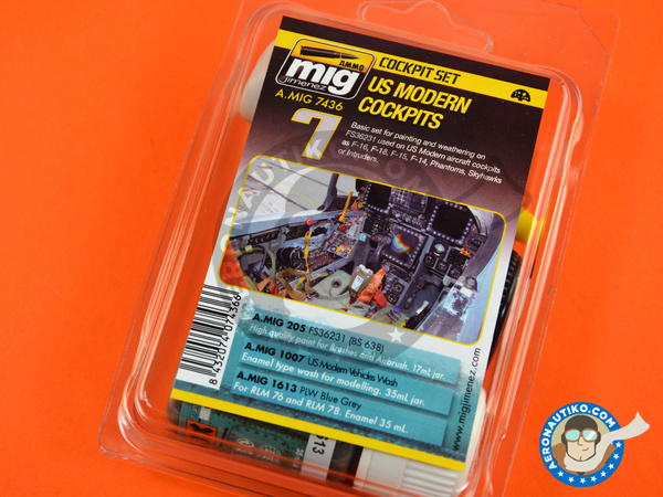 Image 1: Colors set for US modern cockpits   (Cockpit set) | Paints set manufactured by AMMO of Mig Jimenez (ref. A.MIG-7436)