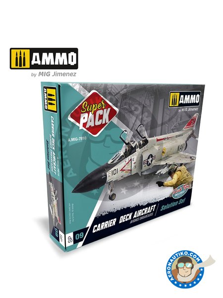 SUPER PACK Carrier Deck Aircraft Solution Set | Paints set manufactured by AMMO of Mig Jimenez (ref. A.MIG-7810) image