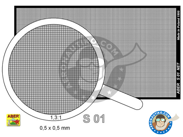 Image 1: Square grid - 80x45 mm - 0,5x0,5 mm | Mesh manufactured by Aber (ref. S01)