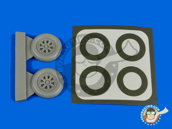 Image 1: Vought F4U-5 Corsair U-5 | Wheels in 1/48 scale manufactured by Aires (ref. AIRES-4649)