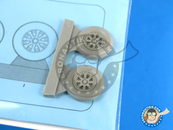 Image 3: Vought F4U-5 Corsair U-5 | Wheels in 1/48 scale manufactured by Aires (ref. AIRES-4649)