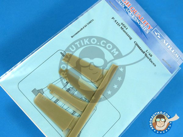 Image 1: North American P-51 Mustang D | Control surfaces in 1/48 scale manufactured by Aires (ref. AIRES-4661)