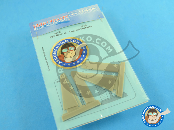 Image 4: Grumman F8F Bearcat F | Control surfaces in 1/48 scale manufactured by Aires (ref. AIRES-4666)