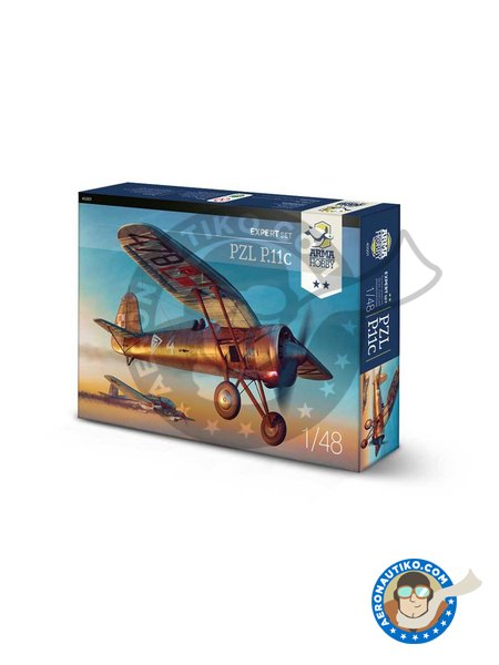 PZL P.11C (Expert set) | Airplane kit in 1/48 scale manufactured by Arma Hobby (ref. 40001) image