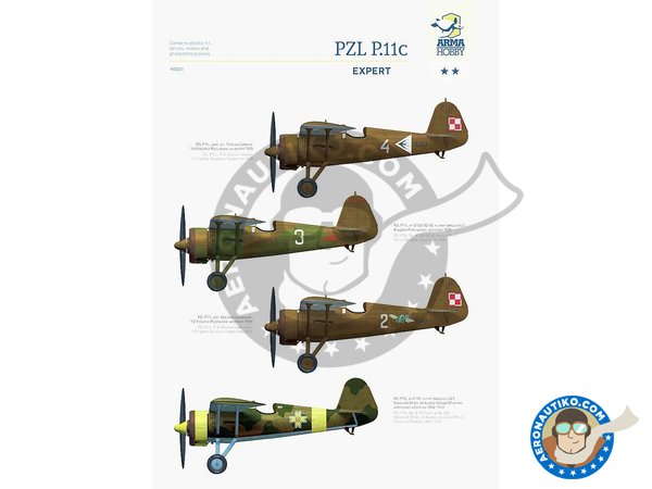 Image 9: PZL P.11C (Expert set) | Airplane kit in 1/48 scale manufactured by Arma Hobby (ref. 40001)