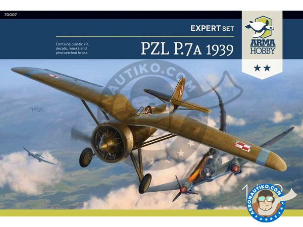 Image 1: PZL P.7a Expert Set 1939 | Airplane kit in 1/72 scale manufactured by Arma Hobby (ref. 70007)