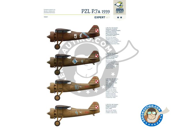 Image 2: PZL P.7a Expert Set 1939 | Airplane kit in 1/72 scale manufactured by Arma Hobby (ref. 70007)