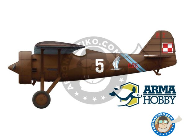 Image 9: PZL P.7a Expert Set 1939 | Airplane kit in 1/72 scale manufactured by Arma Hobby (ref. 70007)