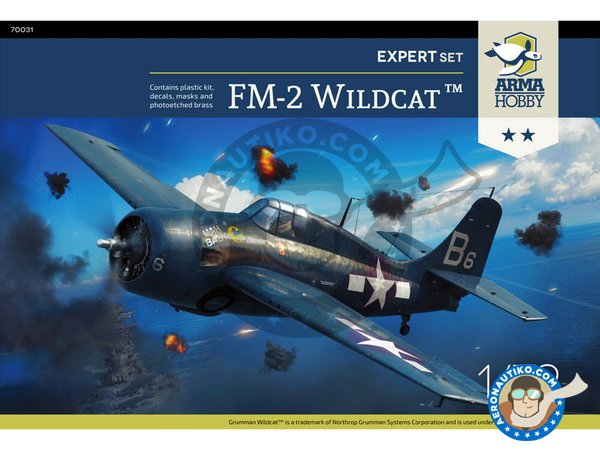 Image 1: Grumman FM-2 "Wildcat" (Expert set) | Airplane kit in 1/72 scale manufactured by Arma Hobby (ref. 70031)