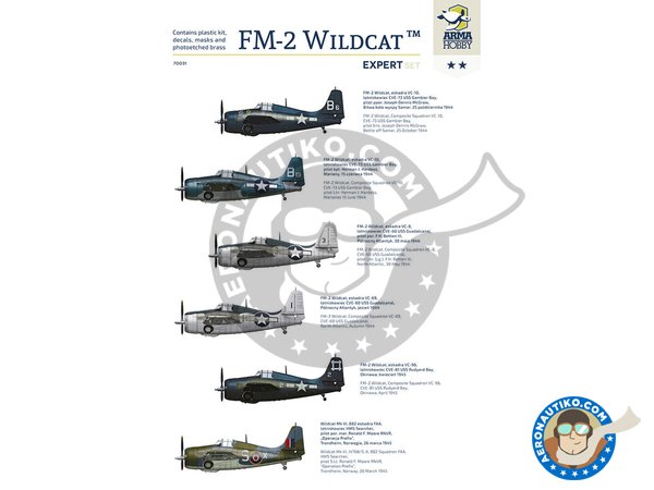 Image 2: Grumman FM-2 "Wildcat" (Expert set) | Airplane kit in 1/72 scale manufactured by Arma Hobby (ref. 70031)
