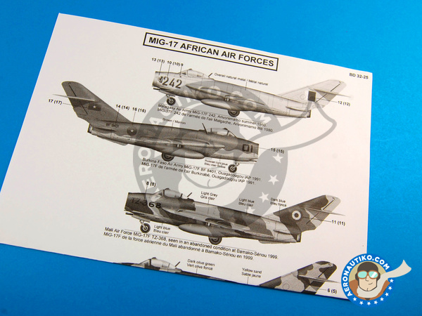 Image 6: Mikoyan-Gurevich MiG-17 Fresco F |  en escala 1/32 fabricado por Berna Decals (ref. BD32-25)