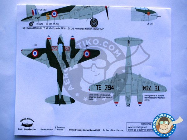 Image 4: De Havilland Mosquito FB Mk VI. Marking set. |  in 1/32 scale manufactured by Berna Decals (ref. BD32-39)