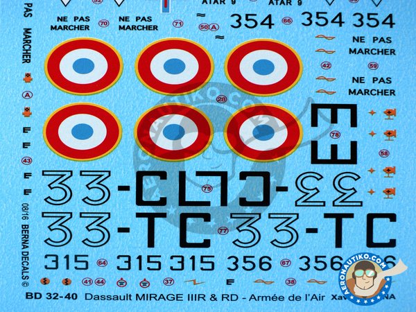 Image 2: Dassault Mirage IIIR & IIIRD Armée de l'Air |  in 1/32 scale manufactured by Berna Decals (ref. BD32-40)