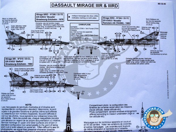 Image 3: Dassault Mirage IIIR & IIIRD Armée de l'Air |  in 1/32 scale manufactured by Berna Decals (ref. BD32-40)