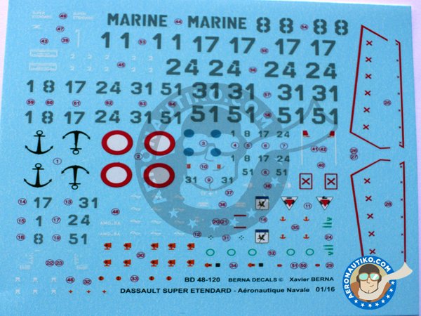 Image 1: Dassault Super Etendard French Navy |  in 1/48 scale manufactured by Berna Decals (ref. BD48-120)