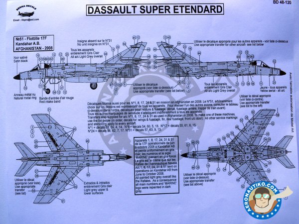 Image 3: Dassault Super Etendard French Navy |  in 1/48 scale manufactured by Berna Decals (ref. BD48-120)